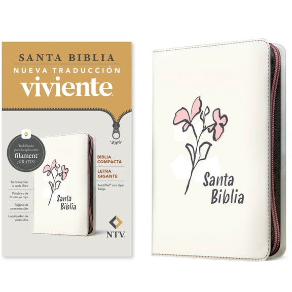 Biblia Compacta Ntv, Letra Gigante de Zper Con Filament (Sentipiel, Beige, Letra Roja), (Hardcover)