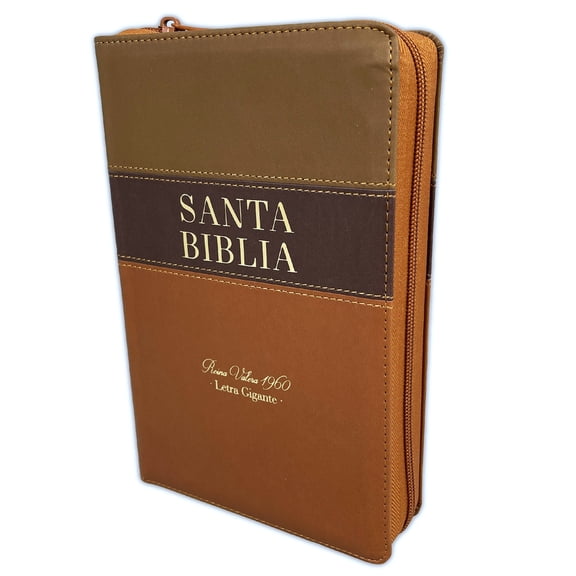 Biblia Letra Gigante Manual 14 Puntos Con Cierre Rv60 Tricolor Marron
