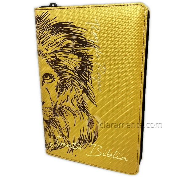 Biblia Letra Grande Con Zipper Reina Valera 1960 Dorado Con Indice Leon De Juda