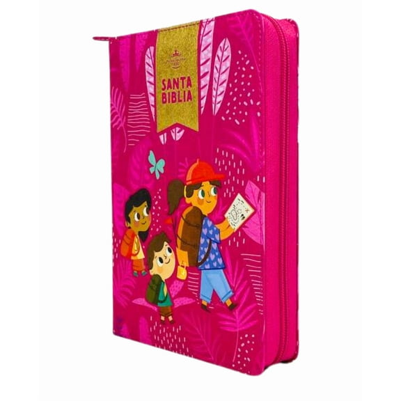 Biblia Letra Grande Rosa Para Nias RVR 1960 Interactiva Smil Piel Con Cierre Indice