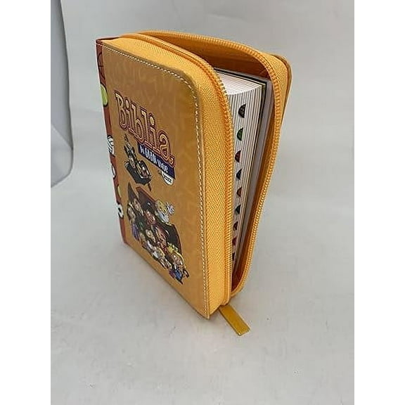 Biblia Para Nios ilustrada tamano bolsillo Rv1960 Piel Naranja Con ndice