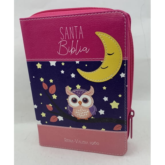 Biblia RVR 1960 Bolsillo Fucsia Lila Rosa Smil Piel con Cierre