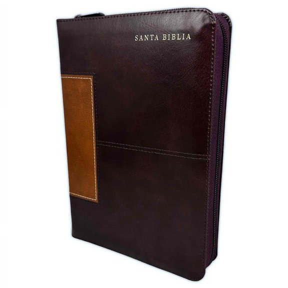 Biblia RVR 1960 Letra Gigante Smil Piel Duotone Marrn Caoba con ndice con Cierre