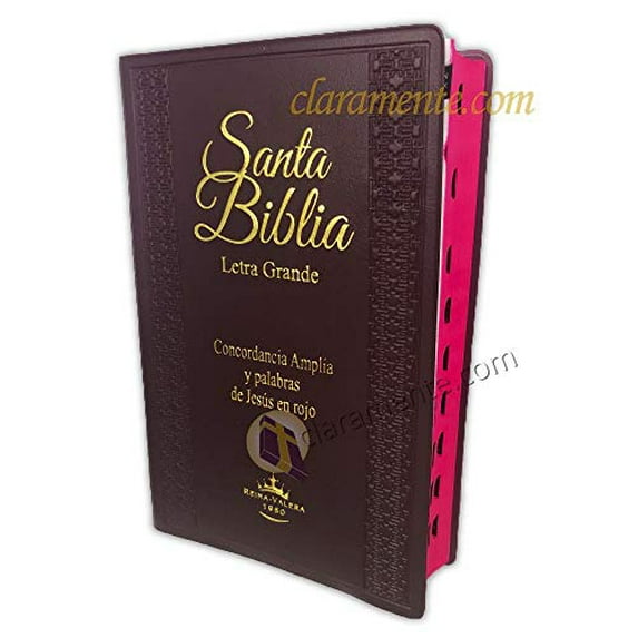Biblia RVR 1960 Letra Grande Palabras de Jesús en Rojo con Concordancia Tapa Vinilo Vino Canto Rojo Índice