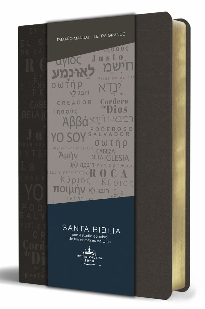 Biblia RVR 1960 letra grande tamao manual, simil piel gris con nombres de Dios / Spanish Bible RVR 1960 Handy Size Large Print Leathersoft Grey, Names of god