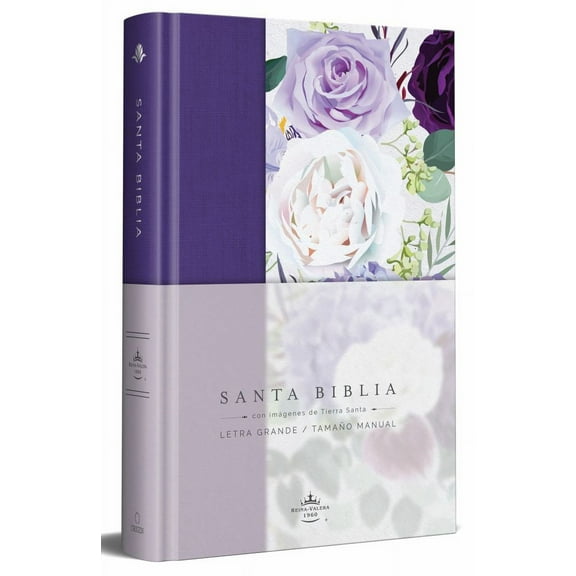 Biblia RVR1960 Tapa dura y tela morada con flores tamao manual / Spanish Bible RVR 1960 Handy Size Large Print Hardcover Cloth with Purple Floral