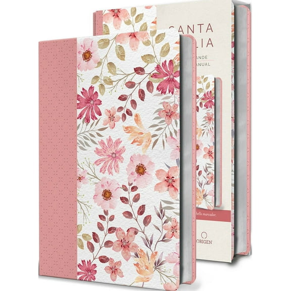 Reina Valera 1960 Bible, Large Print, Pink Floral Imitation Leather  Paperback