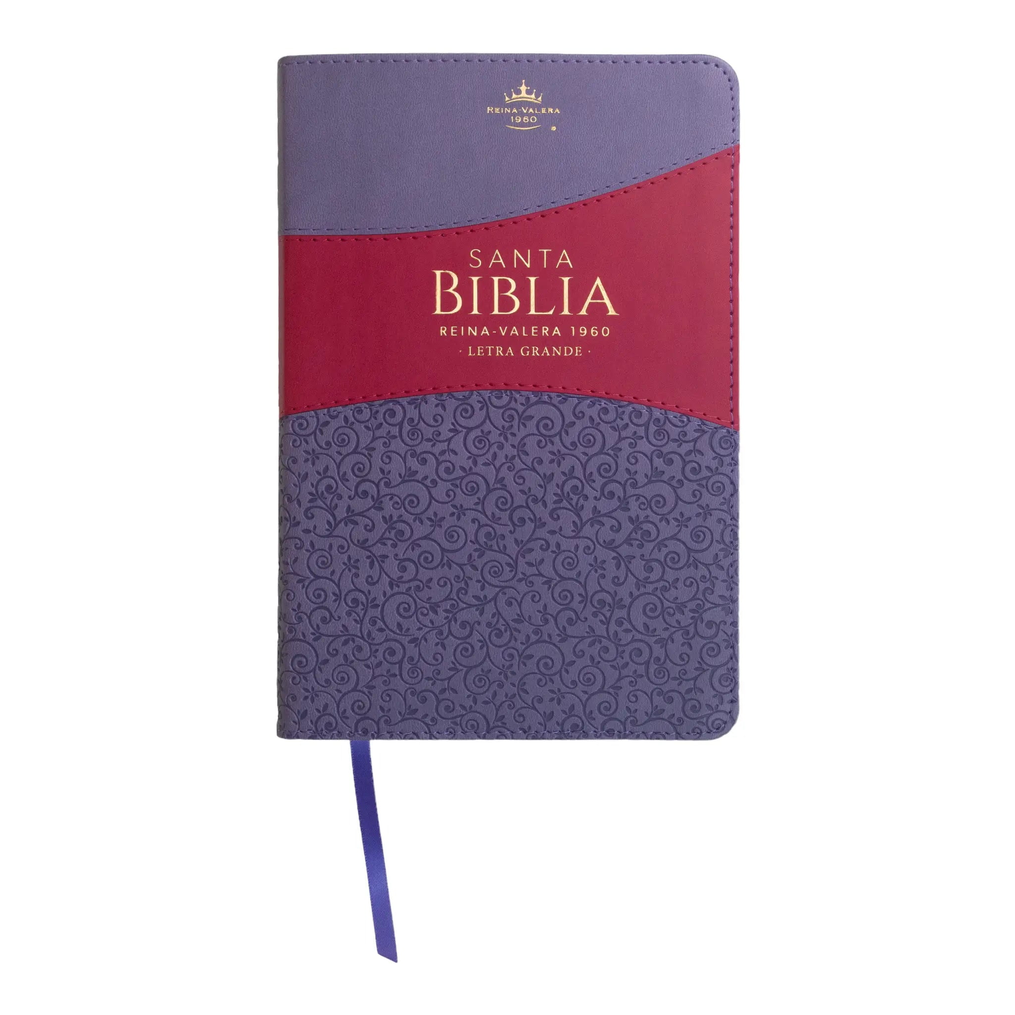 PURA VIDA BOOKS Biblia Reina Valera 1960 tamao manual letra grande 12 puntos- Imitacin Piel lila/morado.Coleccin bitono