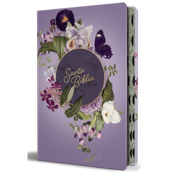 Biblia Reina Valera Letra Gigante, Tapa Dura, Flores Moradas, Con Cantos Pintados E -Ndice / Spanish Bible Reina Valera, (Hardcover)