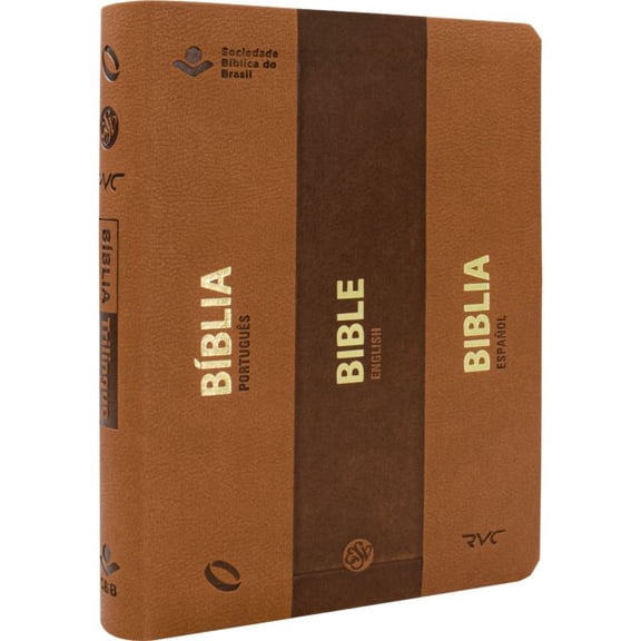 Biblia Trilngue Portugus English Espaol NAA ESV RVC Marrn Smil Piel