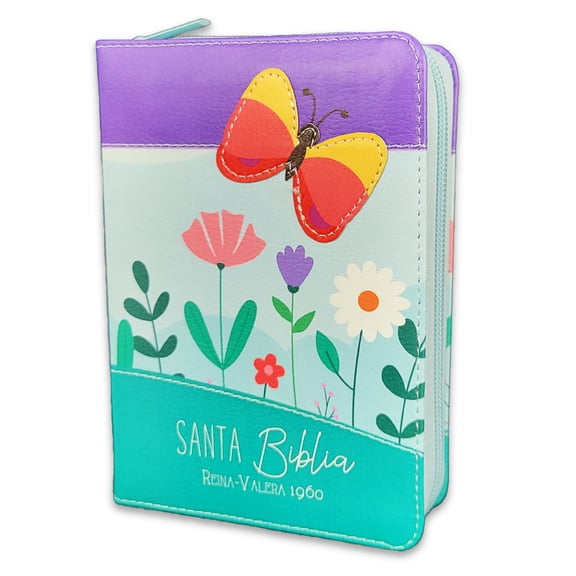 Biblia de Bolsillo con Cierre RV1960 imitacion piel turquesa mariposa