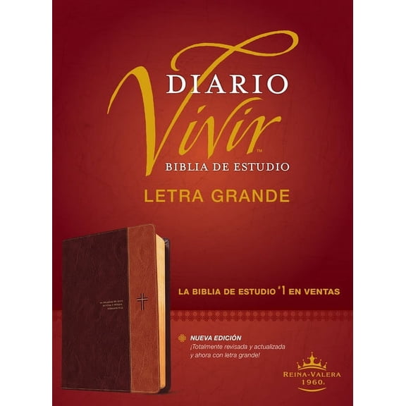 Biblia de Estudio del Diario Vivir Rvr60, Letra Grande (Letra Roja, Sentipiel, Caf/Caf Claro), (Hardcover)