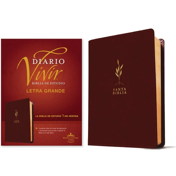 Biblia de Estudio del Diario Vivir Rvr60, Letra Grande (Sentipiel, Vino Tinto, Letra Roja), (Hardcover)