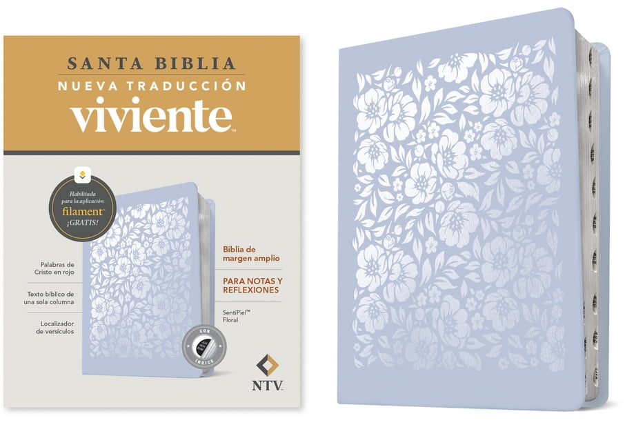 Biblia de Margen Amplio Ntv Con Filament (Sentipiel, Floral, Ãndice, Letra Roja), (Hardcover)
