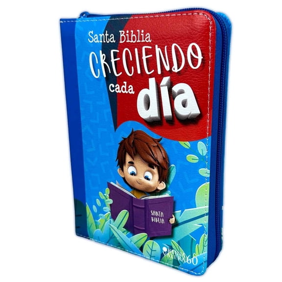Biblia Creciendo Cada Dia para Ninos Ilustrada RV1960 con cierre azul