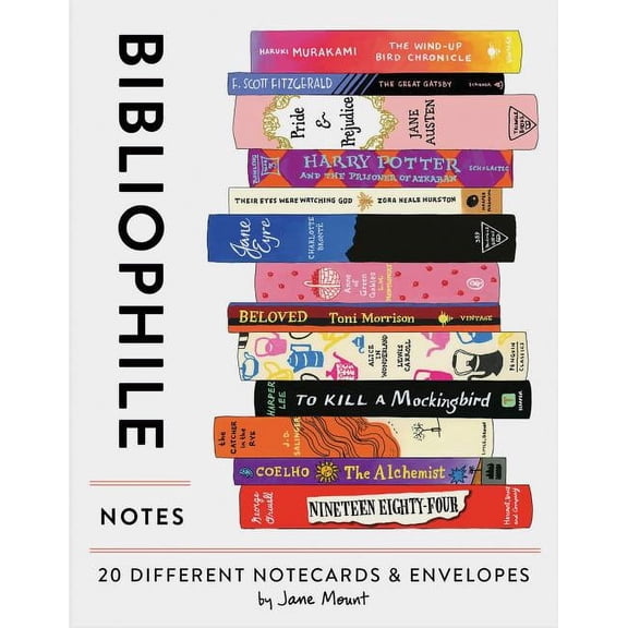 Bibliophile Notes: 20 Different Notecards & Envelopes (Notecards for Book Lovers, Illustrated Notecards, Stationery), (Paperback)