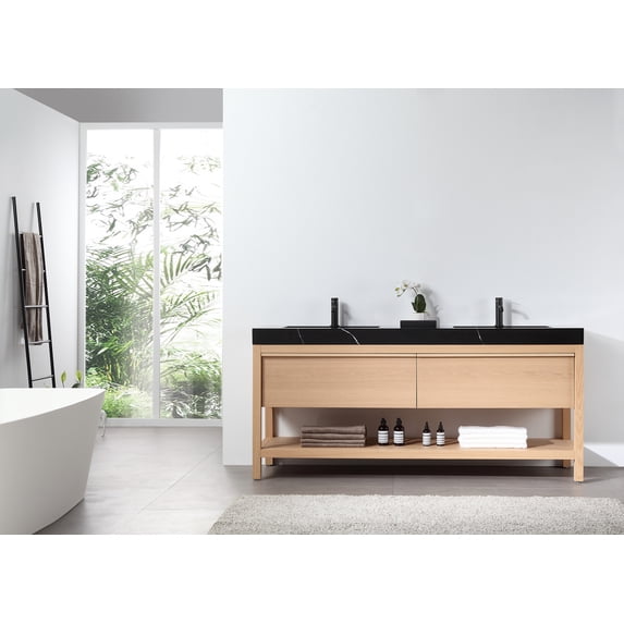 Bibury 72" Whitewash Oak Freestanding Bathroom Vanity