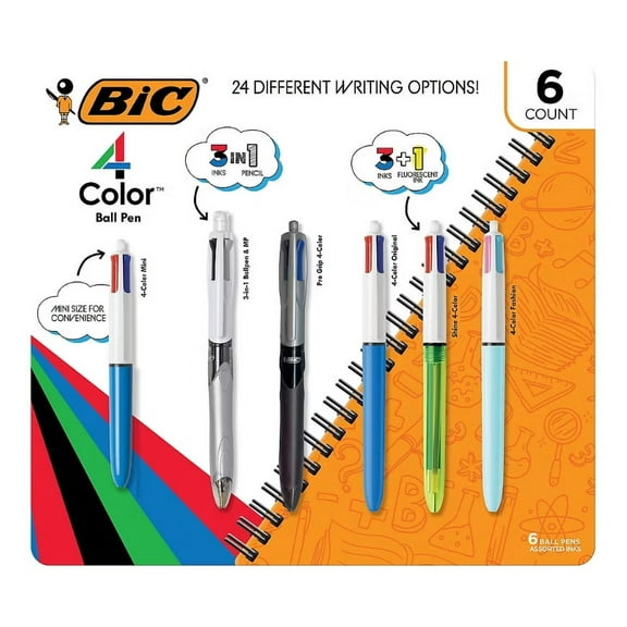 Bic 4-Color Retractable Ballpoint Pens, 6 pk. - Assorted Colors