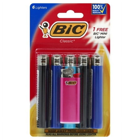 Bic Classic Lighter 5 Count Plus 1 Mini Lighter