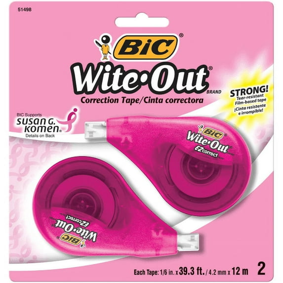 Bic 51498 Wite Out Correct Correction Tape with Side Dispenser, 12m by 4.2 mm, 2-Pack