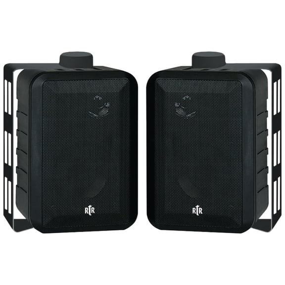 BIC America RtR Series RTRV44-2 4-In. Indoor/Outdoor Weather-Resistant Speakers, 100 Watts, Black