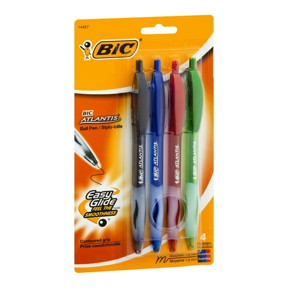 Bic Atlantis Easy-Glide Retractable Ball Pen - 4 CT