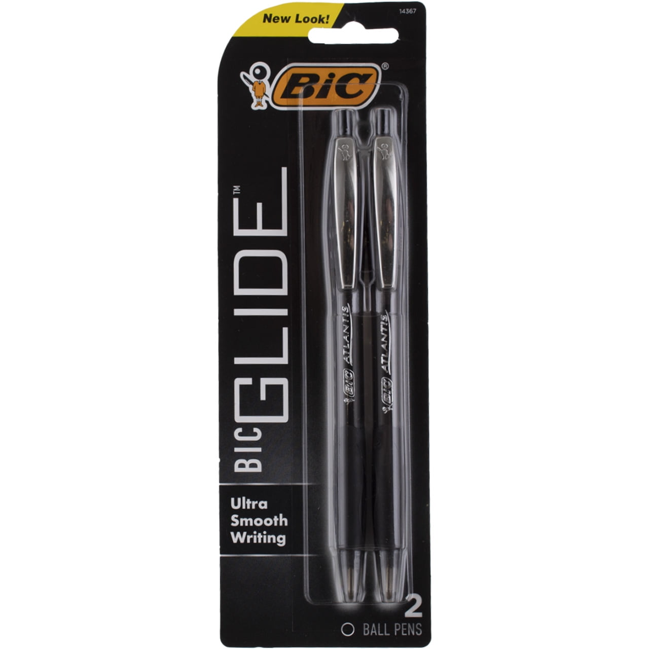 Bic Atlantis Original Retractable Ball Pen, Medium Point, Black 2 ea (Pack of 2)