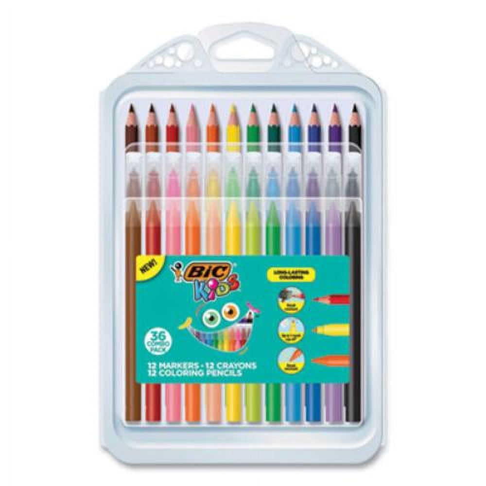 Kids Coloring Combo Pack in Durable Case, 12 Each: Colored Pencils, Crayons, Markers Kids Coloring Combo Pack in Durable Case, 12 Each: Colored Pencils, Crayons, Markers