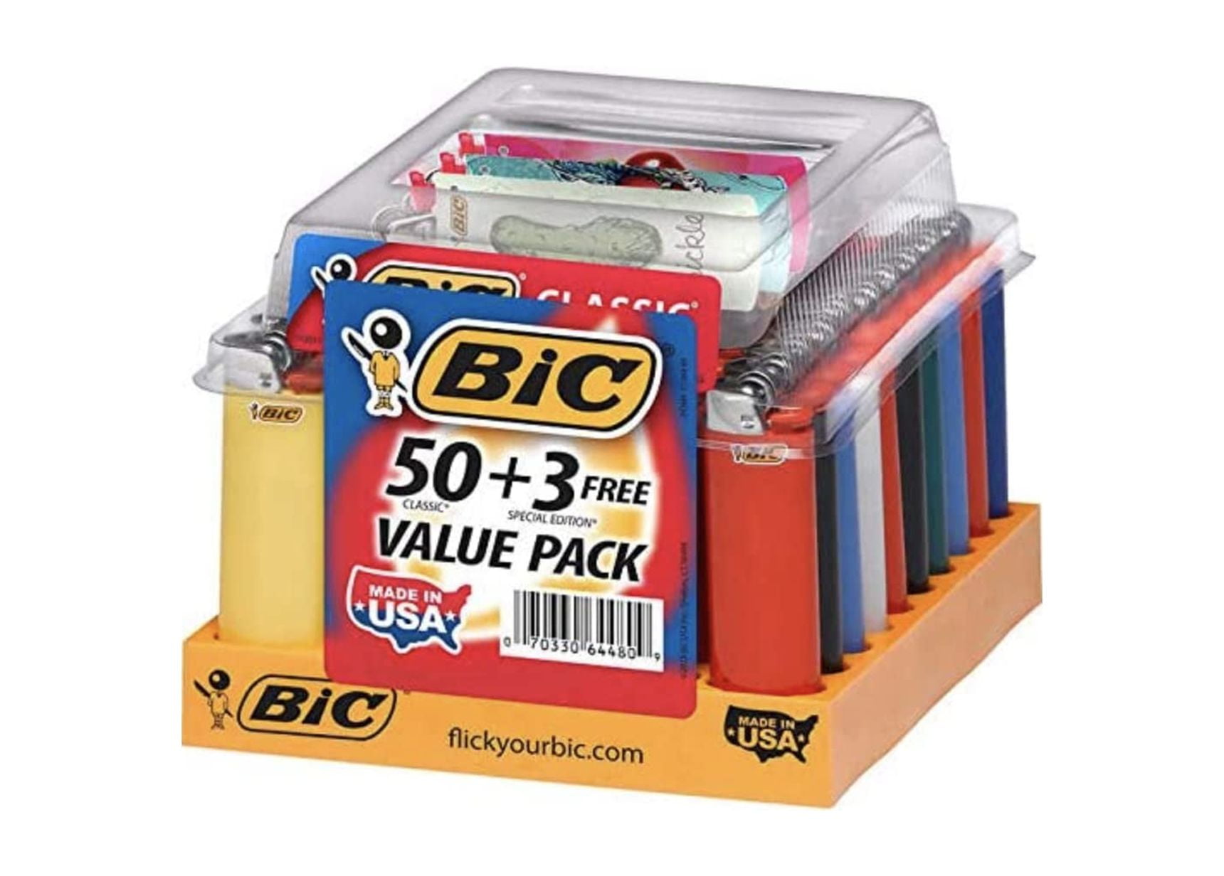 Bic Classic Maxi Lighters Tray of 50 Plus 3 Free Special Lighters