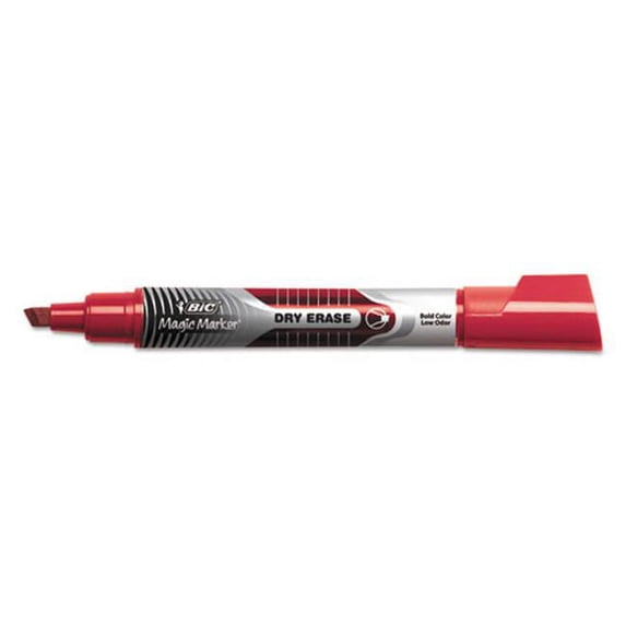 Bic Corporation GELIT11RD Magic Marker Brand Low Odor & Bold Writing Dry Erase Markers, Red, Dozen