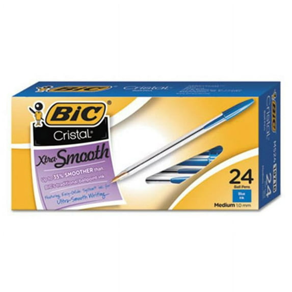 Bic Corporation MS241BE Cristal Xtra Smooth Ballpoint Pen, 1 mm., Medium - Blue Ink