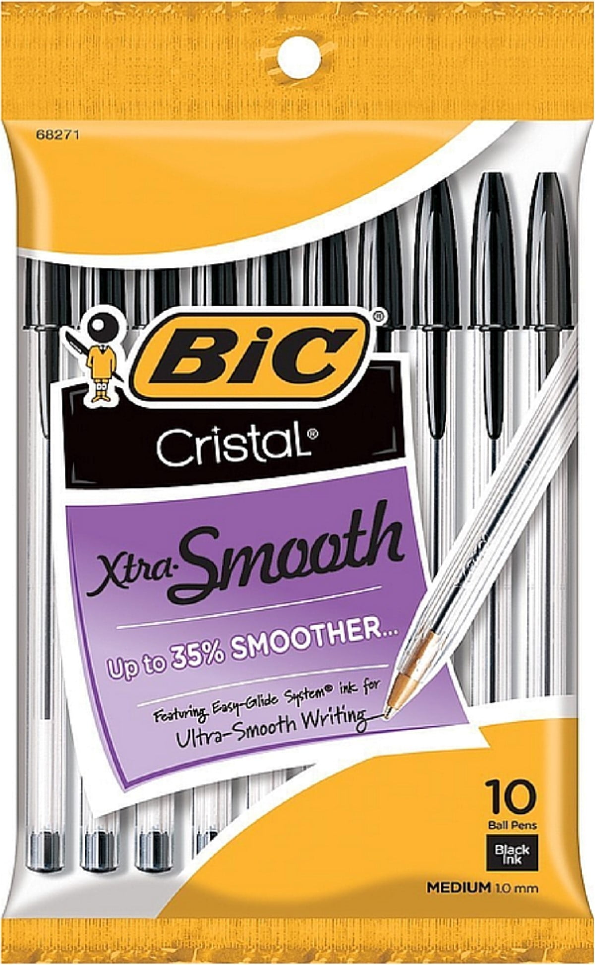 Bic Cristal Stic Medium Ball Pen, Black 10 ea (Pack of 2)