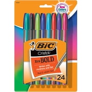 BIC Cristal Xtra Bold Fashion Ballpoint Pen, Bold Point 1.6mm, Assorted Colors, 24-Count MSBAPP241-A-AST