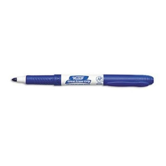 Bic GDE11BE Great Erase Grip Dry Erase Markers, Fine Point, Blue, Dozen