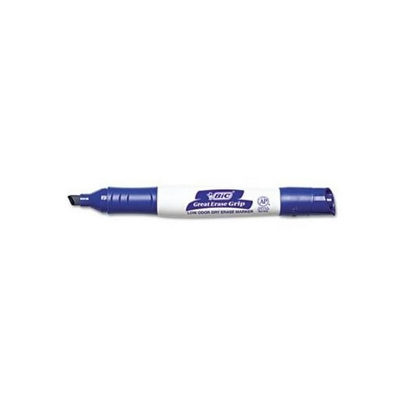 Bic GDEM11BE Great Erase Grip Dry Erase Markers, Chisel Tip, Blue, Dozen