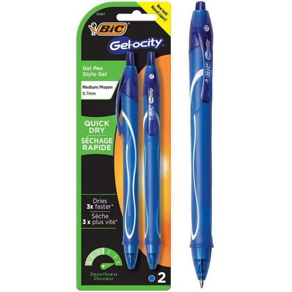 Bic Gelocity Quick Dry Blue Ink Pen 2 Pack (Pack of 6)