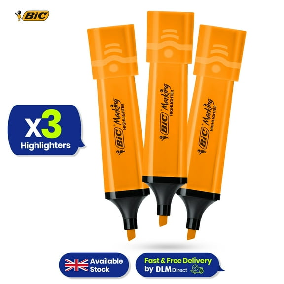 Bic Highlighter Flat - Neon Orange - Pack of 3