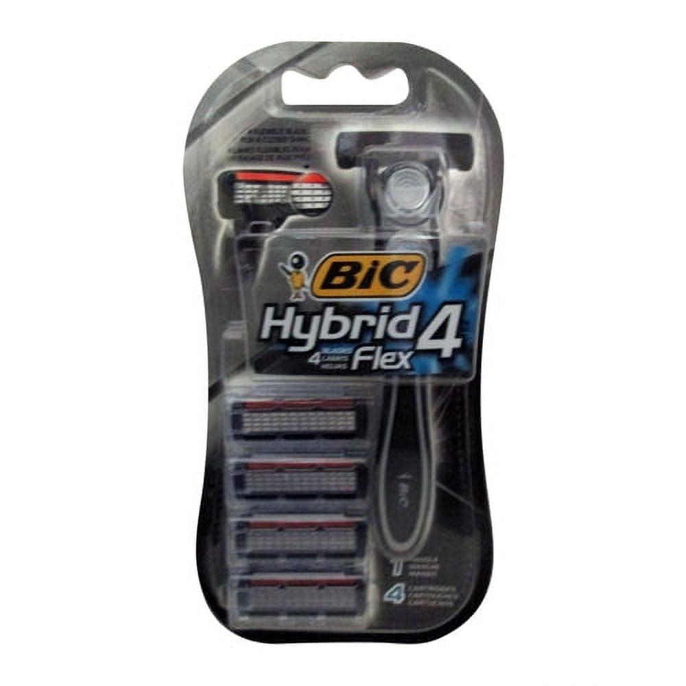 Bic Hybid 4 Flex Disposable/System Razor For Men, 4 Cartridges, 6 Pack