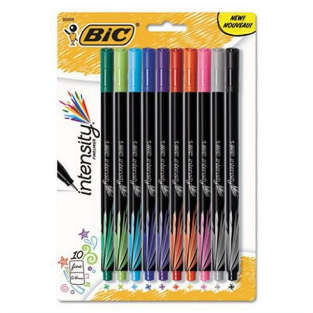 Bic Intensity Marker Pen, Assorted Ink, Porous, 10 per pack