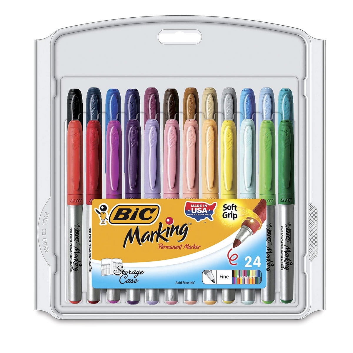 Bic Mark-It Color Collection Permanent Markers - Black, Assorted Tips, Set of 3