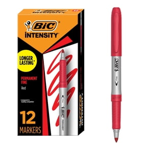 BIC Intensity Red Permanent Markers, Fine Point, 12-Count Pack