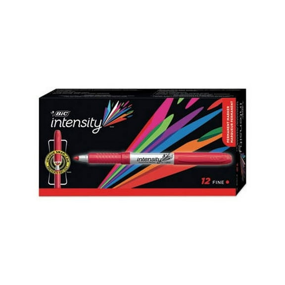 Bic Marking Fine Tip Permanent Marker Rambunctious Red Dozen GPM11RD