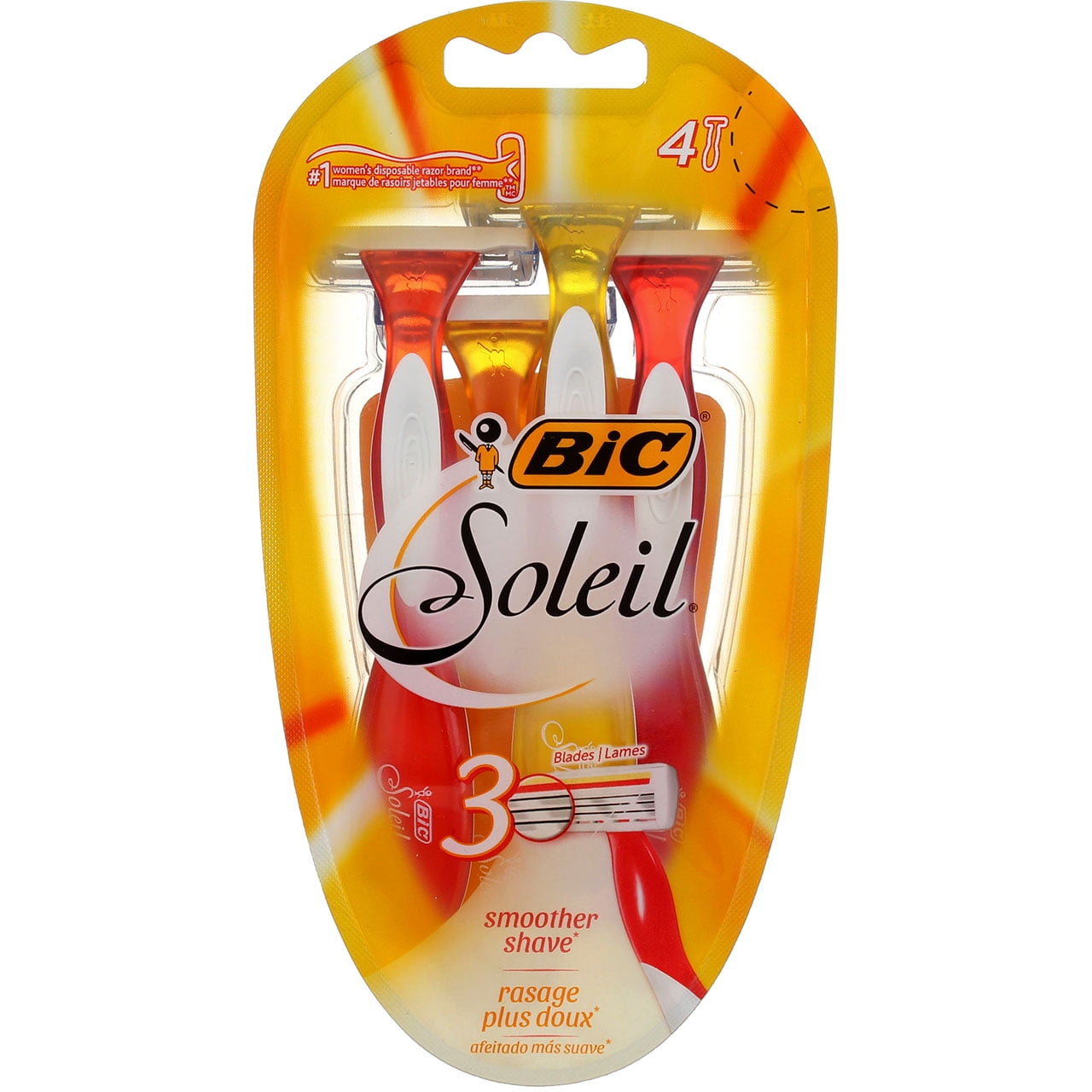 Bic Soleil Triple Blade Shavers For Women Sensitive Skin 4 Each (Pack of 3)