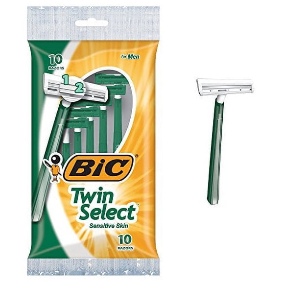 Bic Twin Select, Sensitive Skin, Disposable Shaver for Men, 10-Count (Pack of 3)