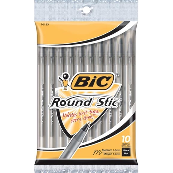 Bic Usa Inc Bic Round Stic Ballpoint Pens Black 10Pk