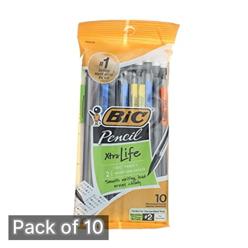 Bic Xtra-Life Mechanical Pencils, Medium Point 0.7mm #2, (Pack of 10)