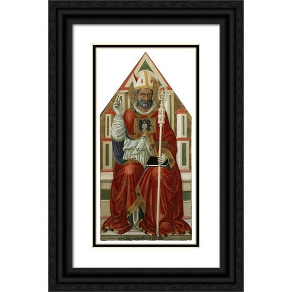 Bicci Di Lorenzo 11x18 Black Ornate Wood Framed Double Matted Museum Art Print Titled - St. Blaise (1445)