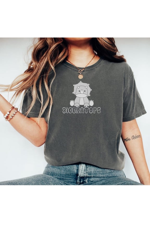 Biceratops Dinosaur Graphic Subtle Bisexual Pride Inclusive Minimal Aesthetic Clean Design Comfort Colors Unisex Cotton T-Shirt, Size S-3XL