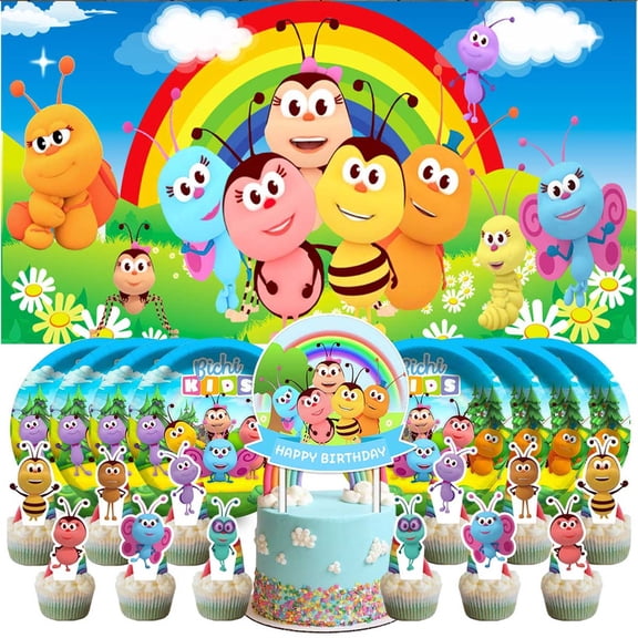 Bichikids Party Decorations Plates Tableware Banner Backdrop Balloons Birthday Decor Cake Topper Fans