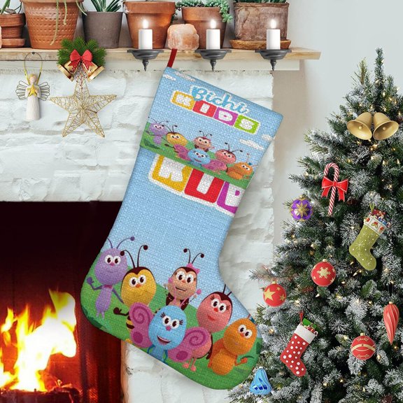 Bichikids-theme Christmas StockingsFine white linen for Stairs Fireplace Hanging Xmas Home Decor Christmas gift17.7"X12.6"(45cm32cm)